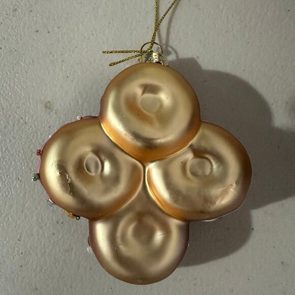 BestPysanky Festive Decorated Hand Painted Donuts Blow Glass Christmas Ornament - Picture 3 of 3